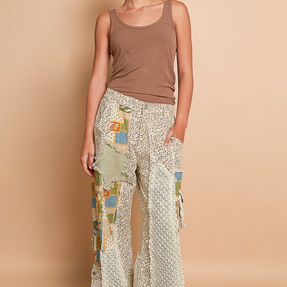POL Patchwork Wide-Leg Pants - Multicolor - Picture 2 of 4